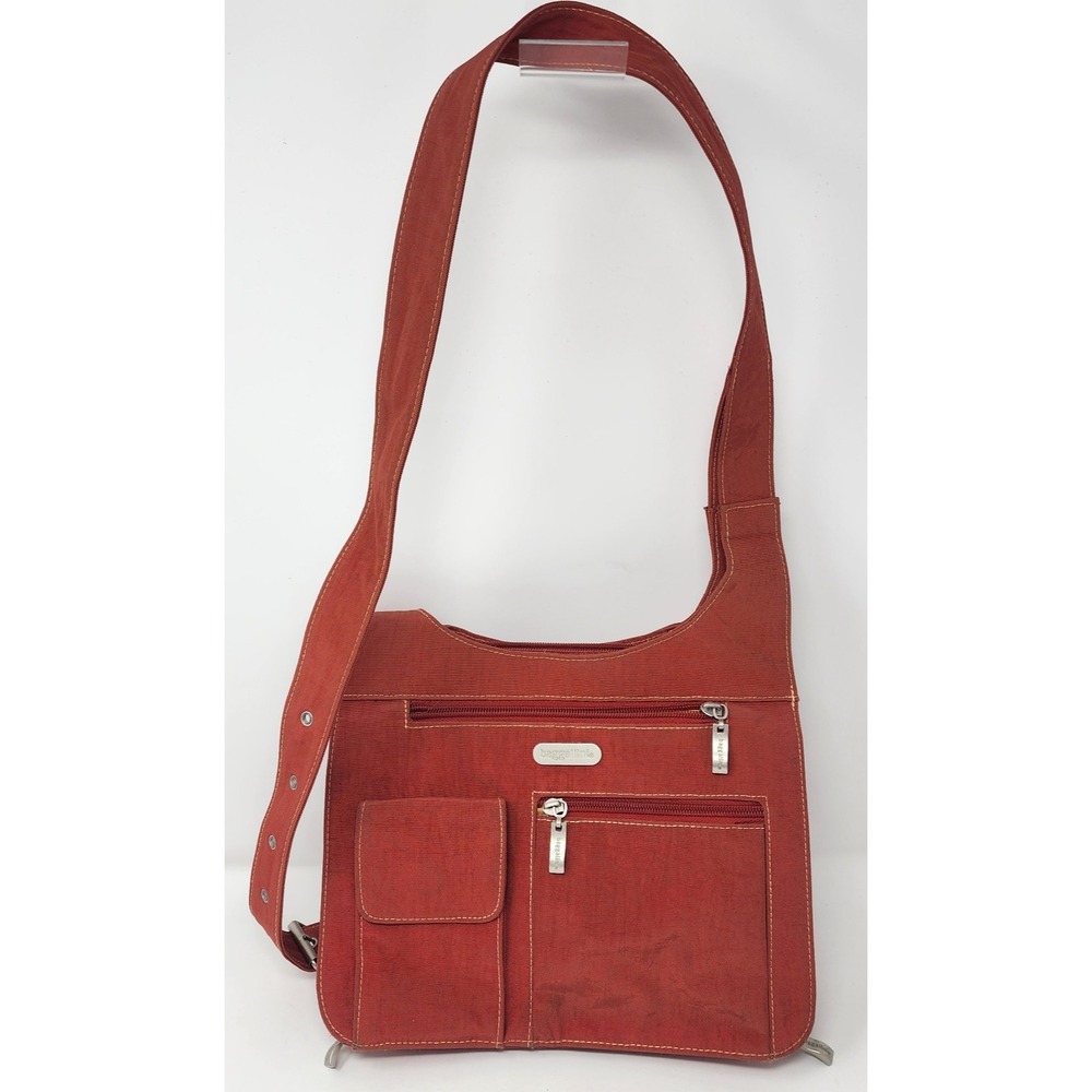 Baggallini Crossbody Bag Purse Rust Red Nylon Expandable Bottom Adjustable Strap
